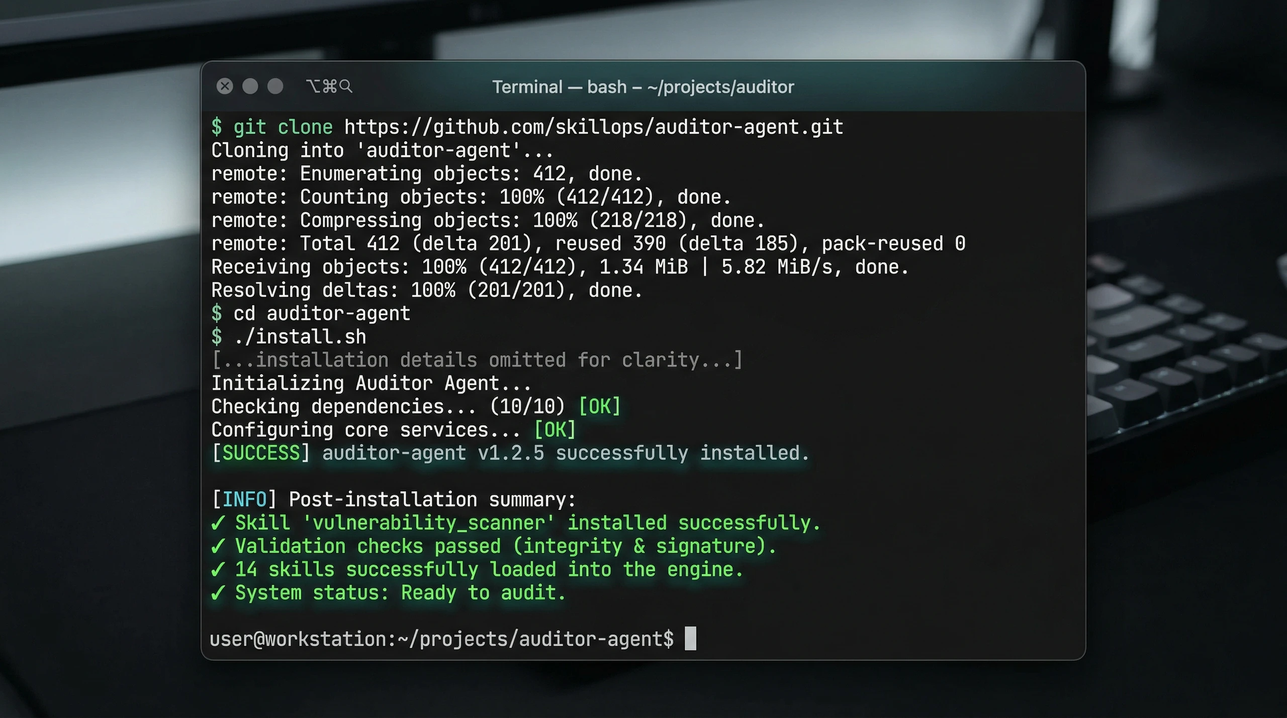 Cài đặt Claude Code SEO thành công trên terminal với output 