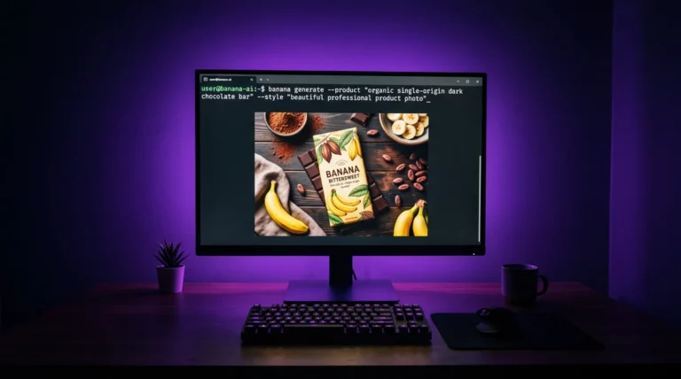 Banana Claude terminal tạo ảnh AI product photography với Creative Director mode