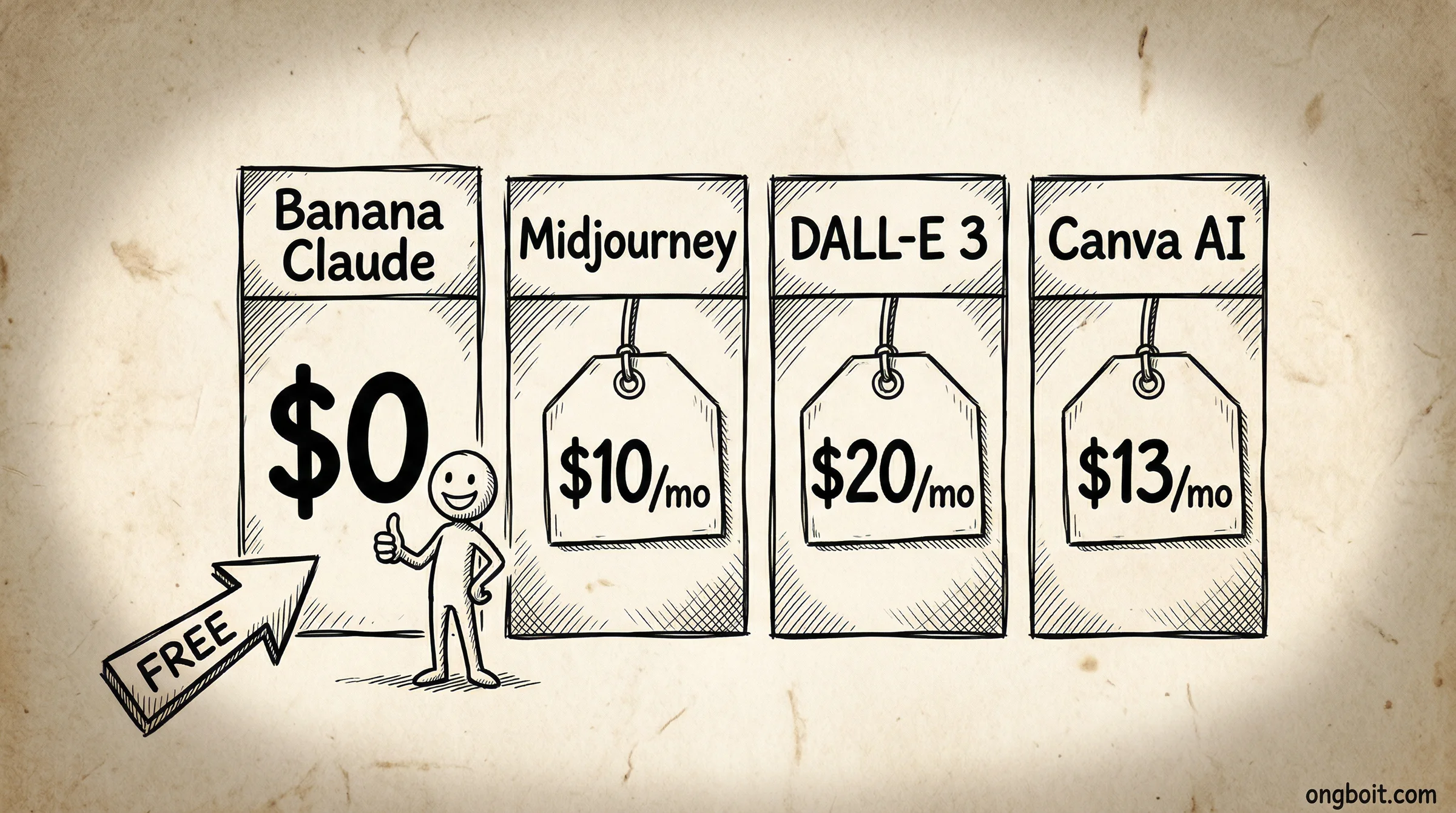 Banana Claude cost comparison free vs competitors