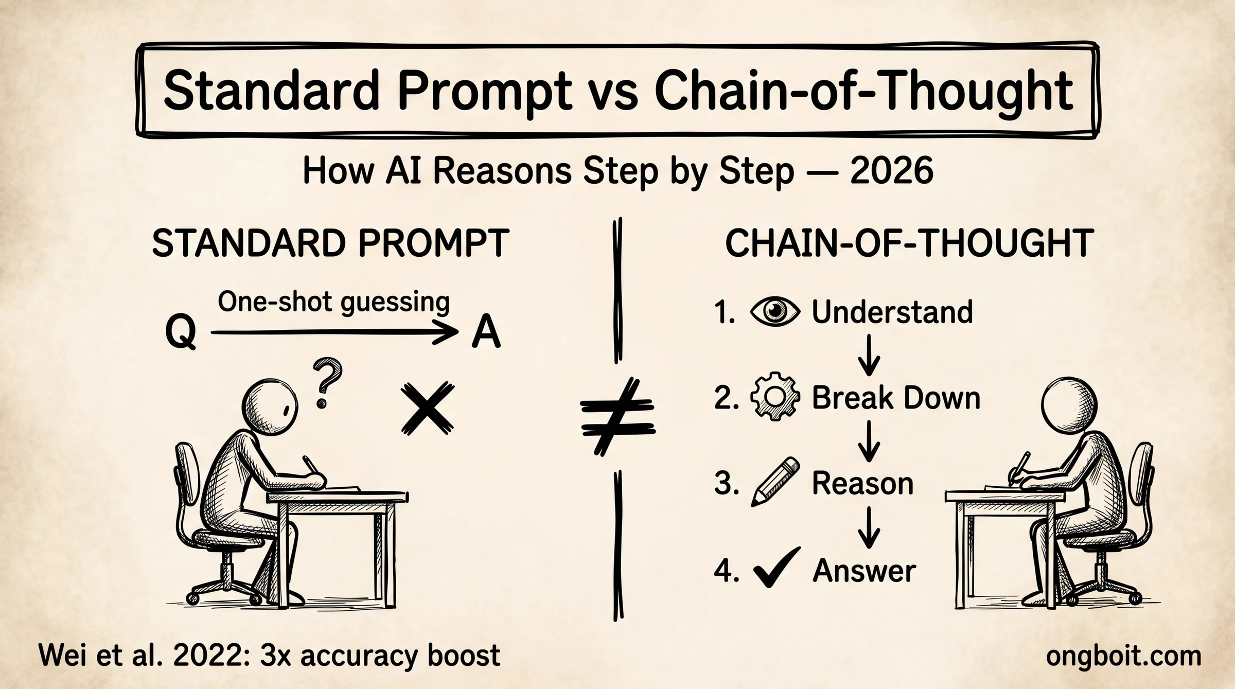 Chain-of-Thought: Standard vs CoT comparison