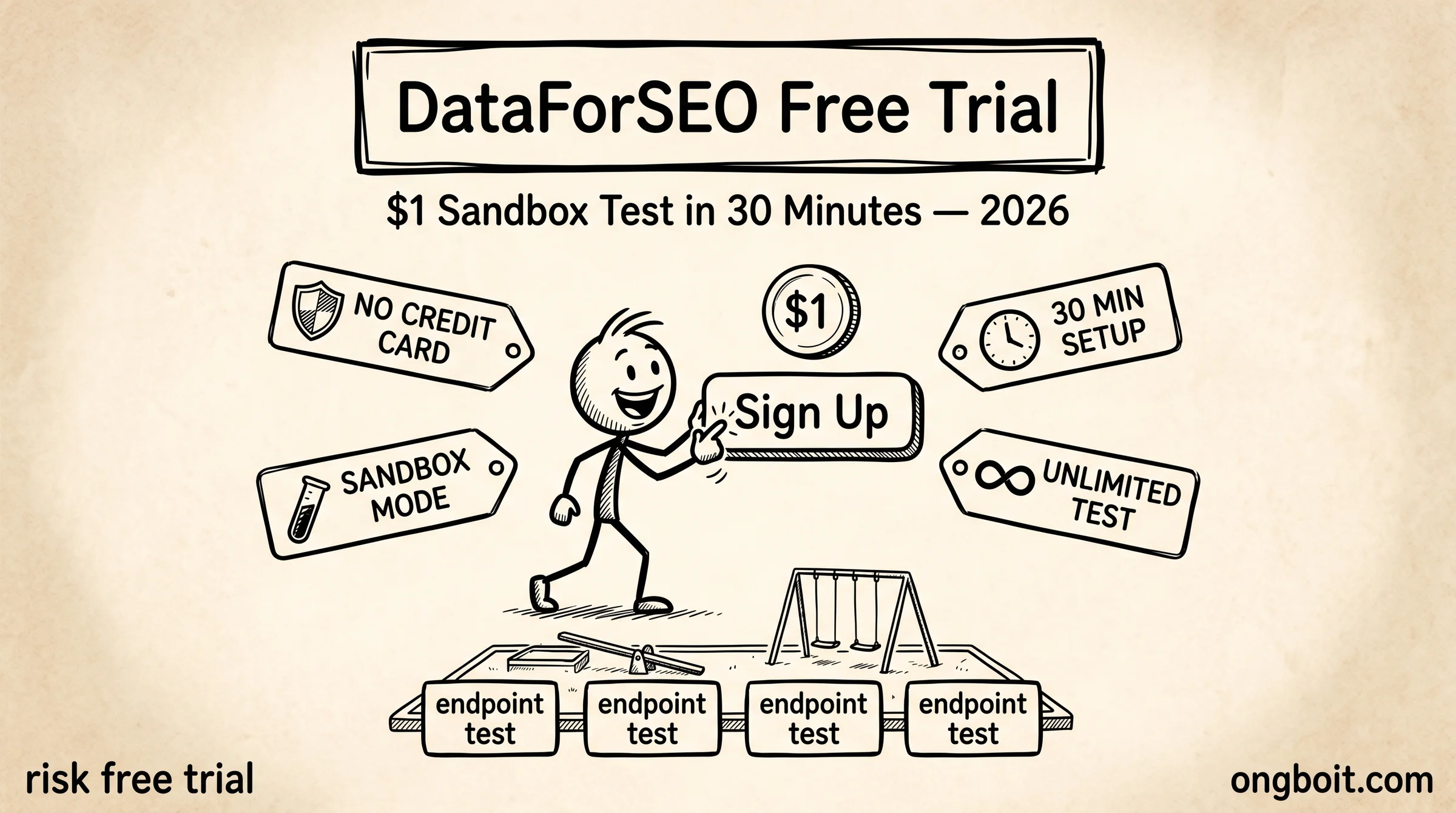 DataForSEO Free Trial: $1 sandbox credit, test API 30 phút trước khi nạp production