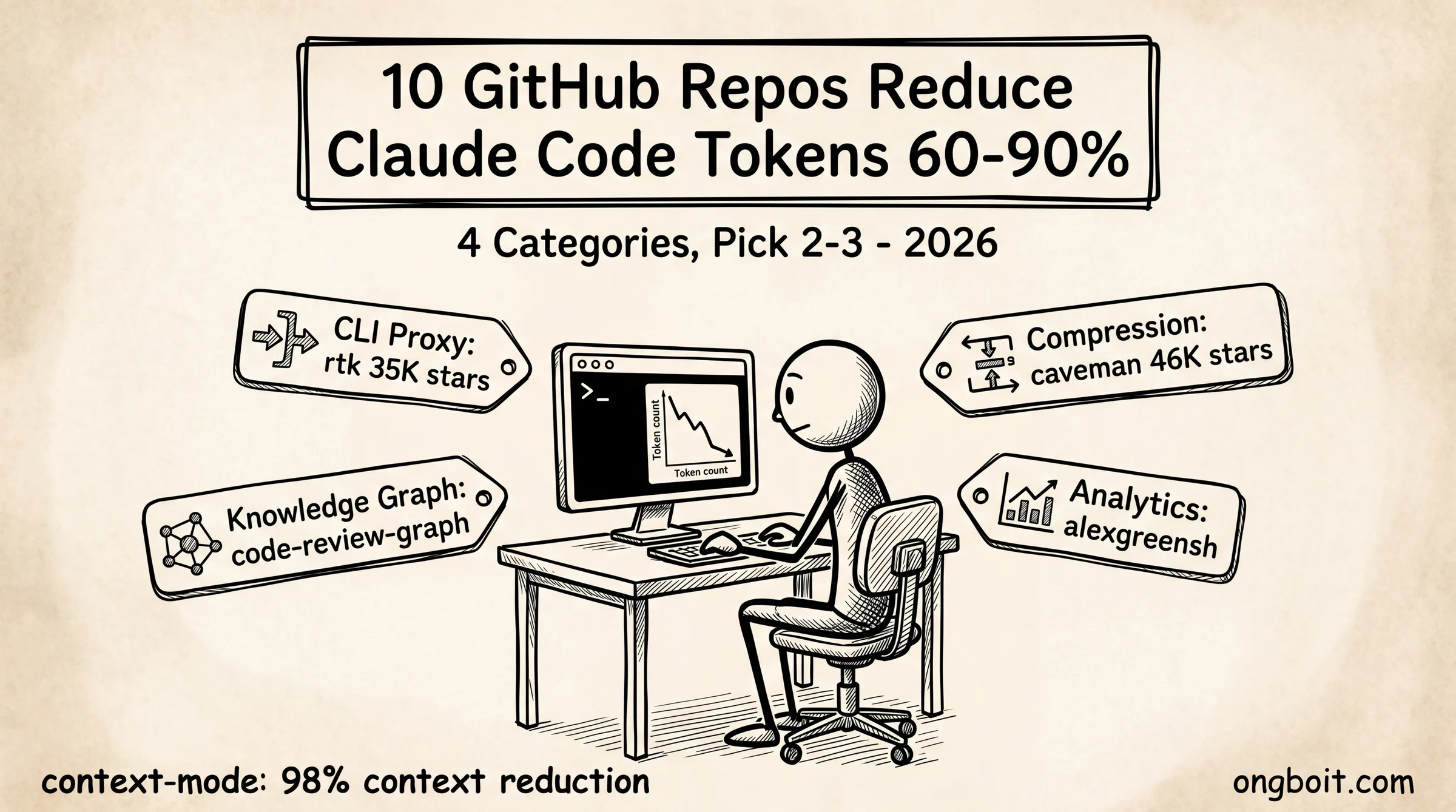 14 GitHub repo quản lý token Claude Code - phân loại theo 5 nhóm giải pháp