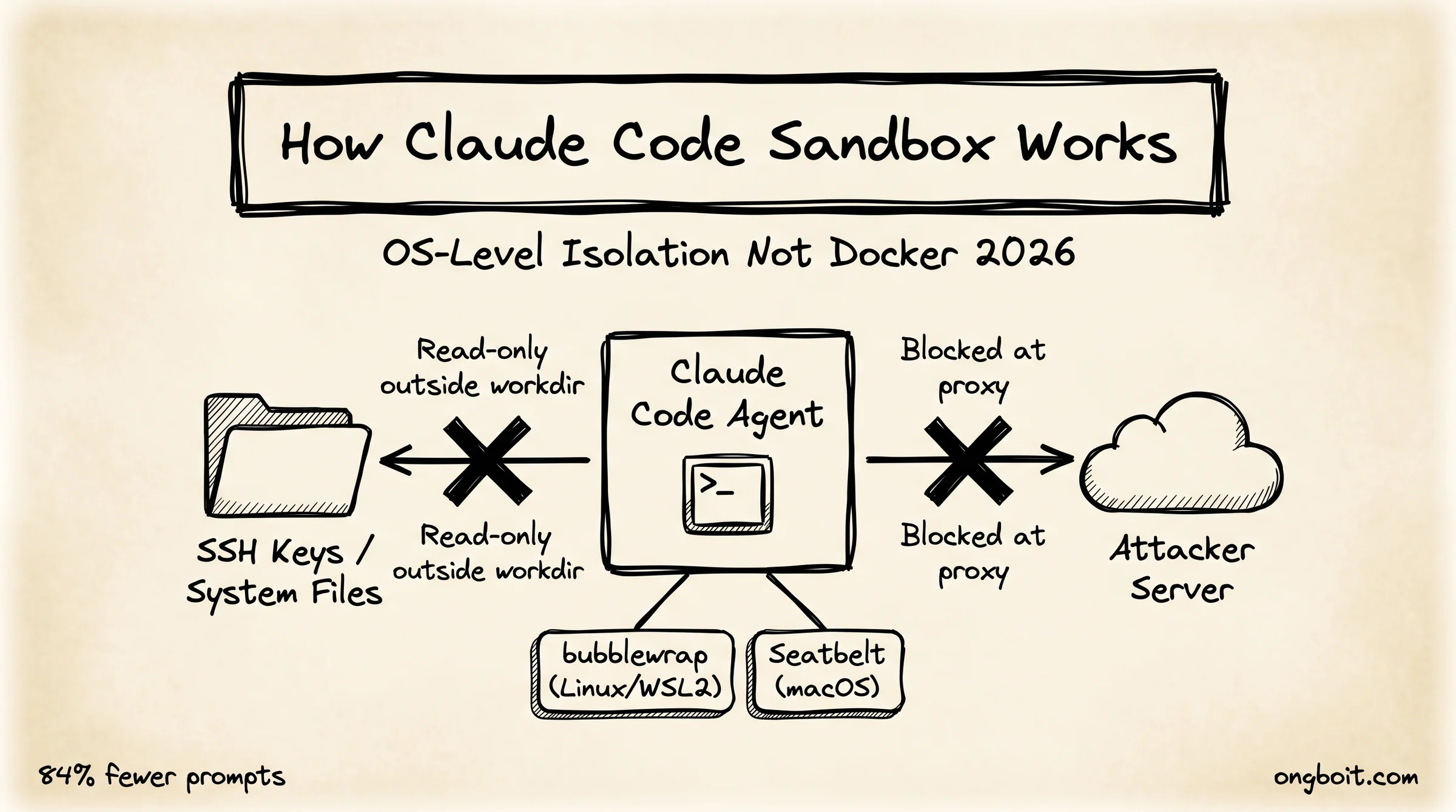 Sandbox Claude Code hoạt động: cô lập filesystem SSH keys và network proxy