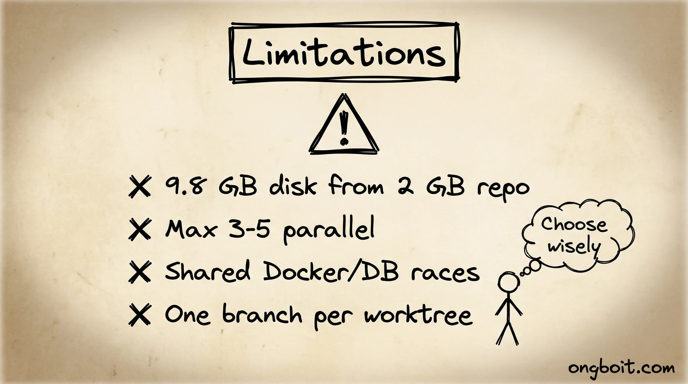 Limitations: disk 9.8GB max 3-5 parallel shared Docker