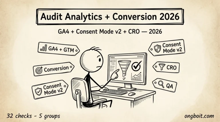 Audit Analytics Conversion 2026: 32 Check GA4 + Consent