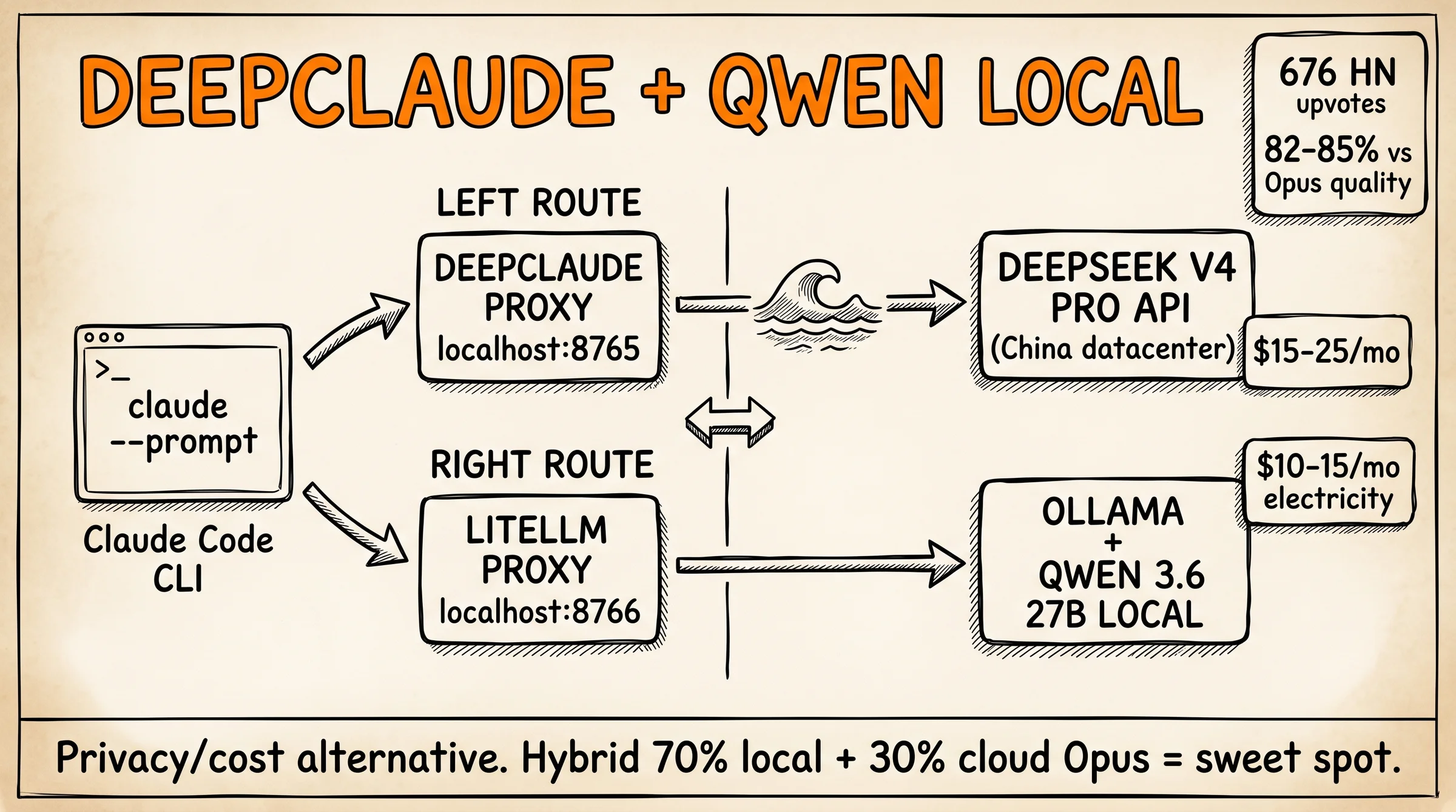 Claude DeepClaude + Qwen 27B Local 2026: Code Offline
