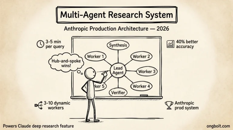 Multi-agent research system Anthropic hero parchment dev whiteboard hub-and-spoke Lead Agent 5 workers Synthesis Verifier