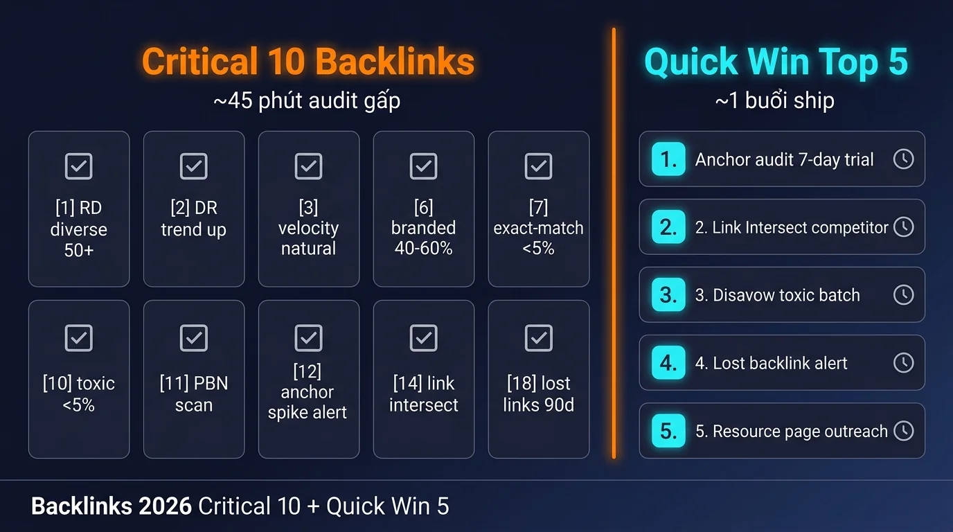 Critical 10 + Quick Win 5 Backlinks 2026 dark tech