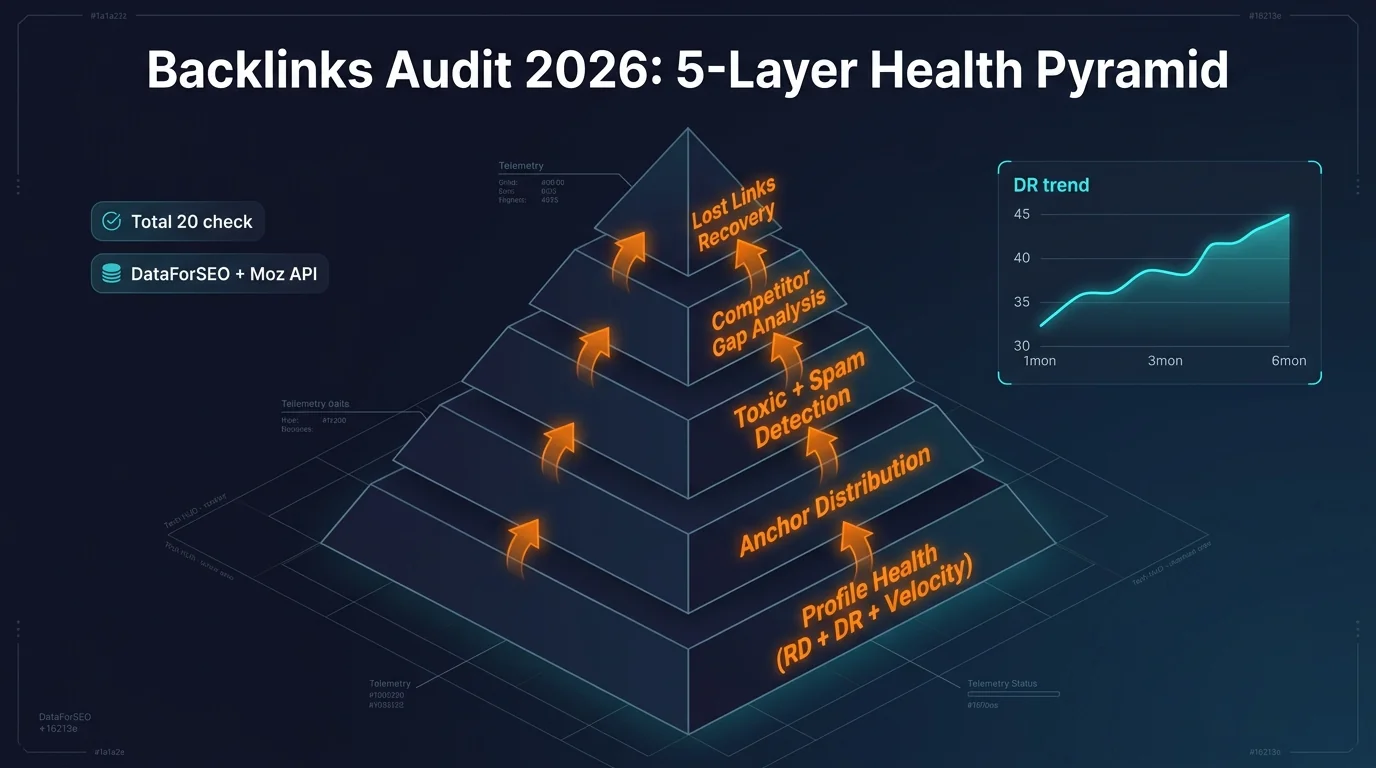 Backlinks 5-layer health pyramid 2026 dark tech