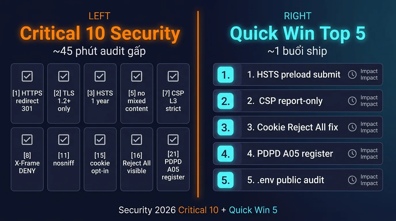 Critical 10 + Quick Win 5 Security 2026 dark tech