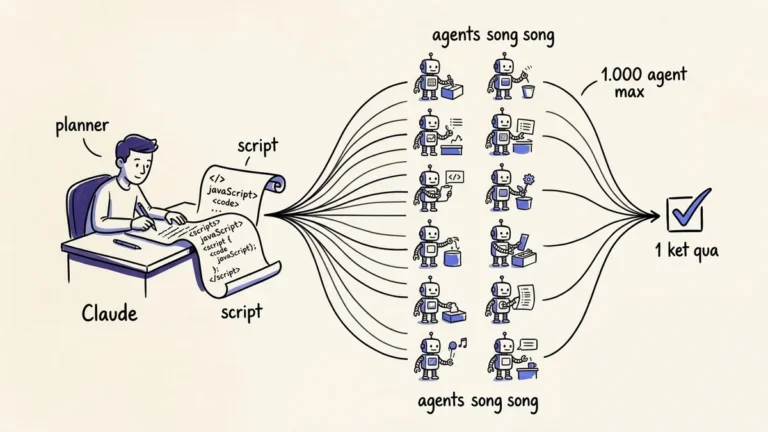 Sơ đồ Claude Code dynamic workflows điều phối nhiều agent song song